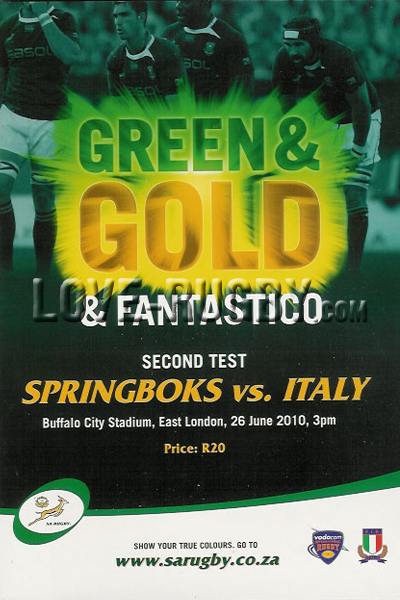 2010 South Africa v Italy  Rugby Programme